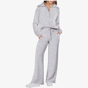 Gray Quarter-Zip Pullover and Pants Set